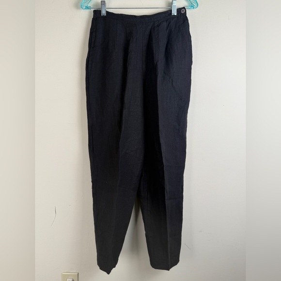 Kleen 100% Linen Barrel Ankle Pant Womens S Black Elastic Waist Lagenlook Boho - Picture 1 of 11